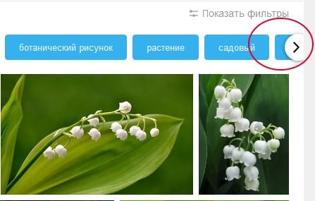 「Yandexで他のフィルターを表示する矢印」